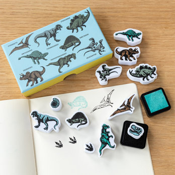 série de mini timbres prehistoric land