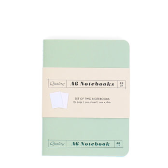carnets a6 (lot de 2) - vert & aqua
