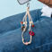 beaded phone strap - beige and tan