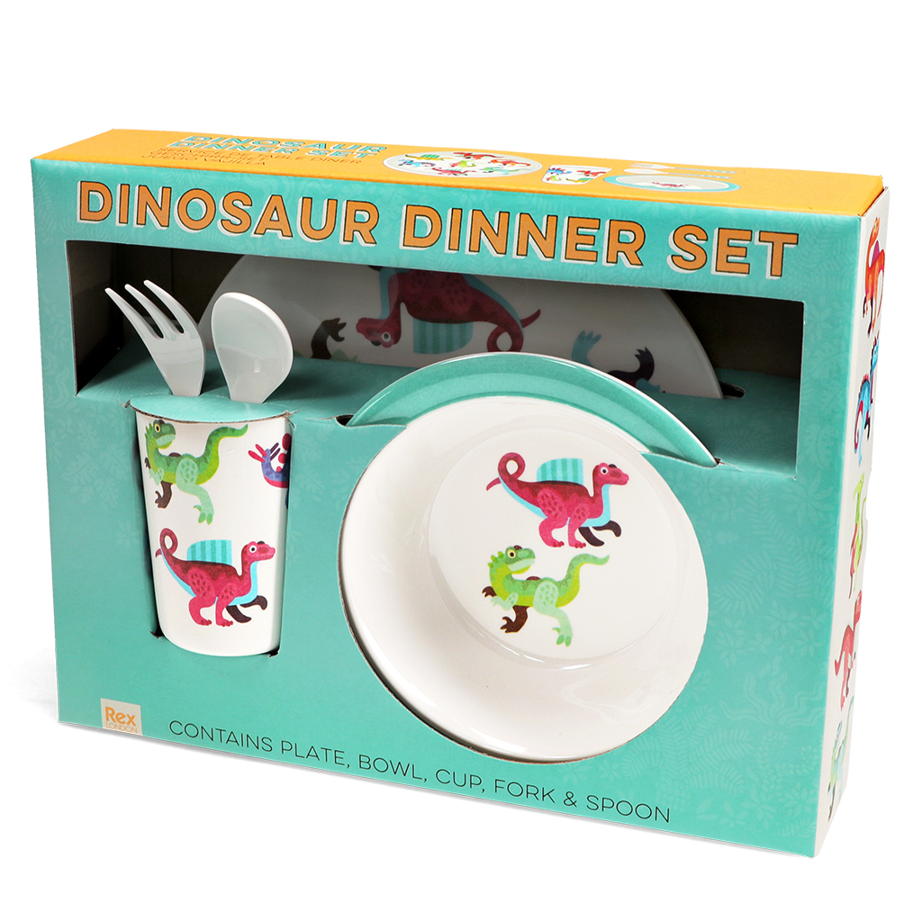 service de table enfant en mélamine (5 pièces) - bébés dinosaures