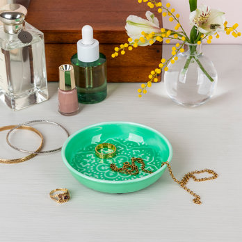 enamel trinket dish (10cm) - green
