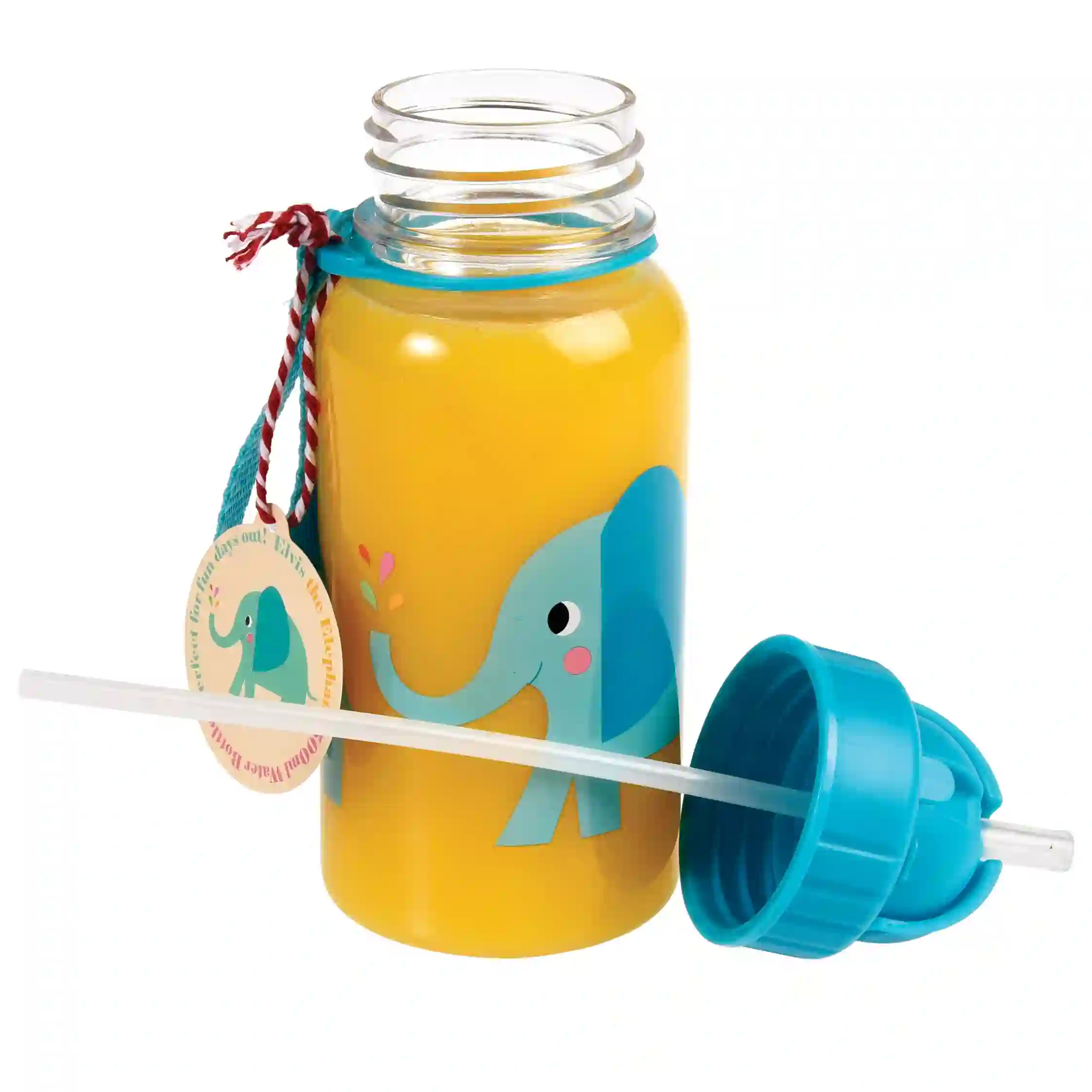 children's water bottle with straw 500ml - elvis the elephant