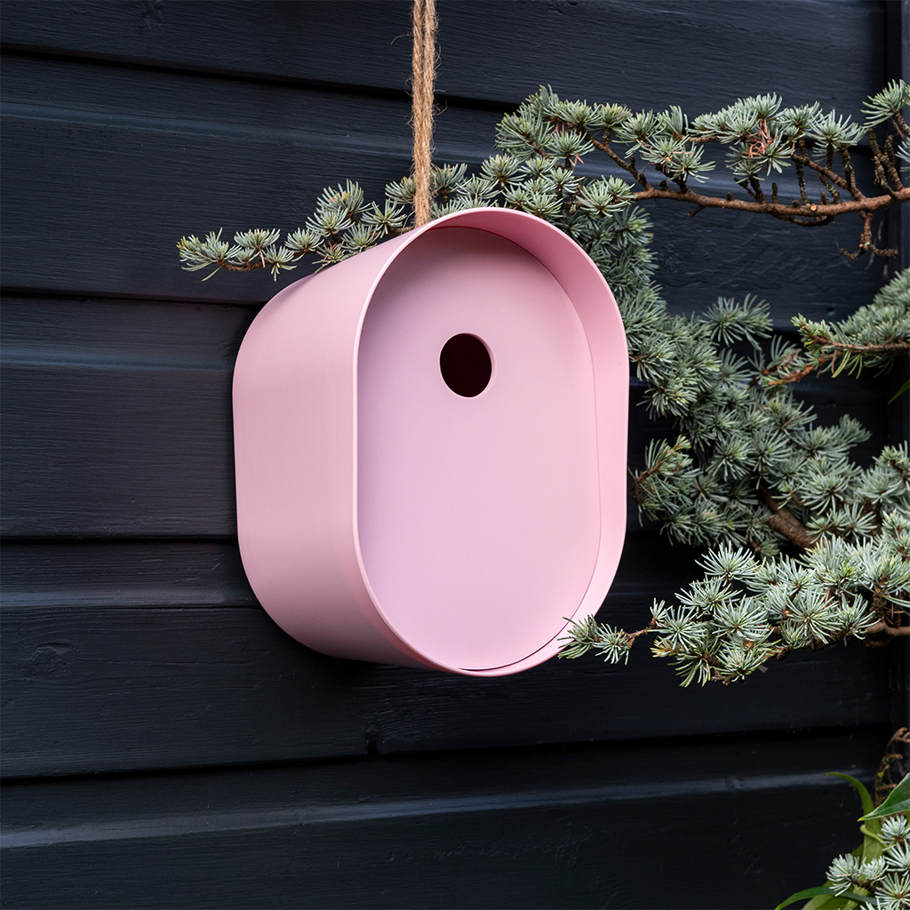 oval bamboo fibre birdhouse - pink