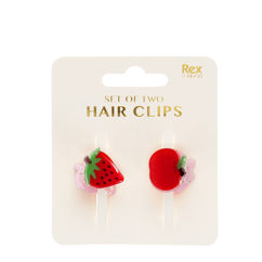 mini hair claw clips (set of 2) - apple and strawberry