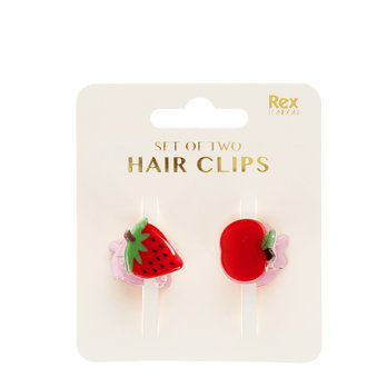 mini hair claw clips (set of 2) - apple and strawberry