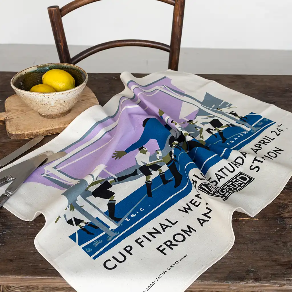 paño de cocina de algodón - póster vintage tfl "cup final"