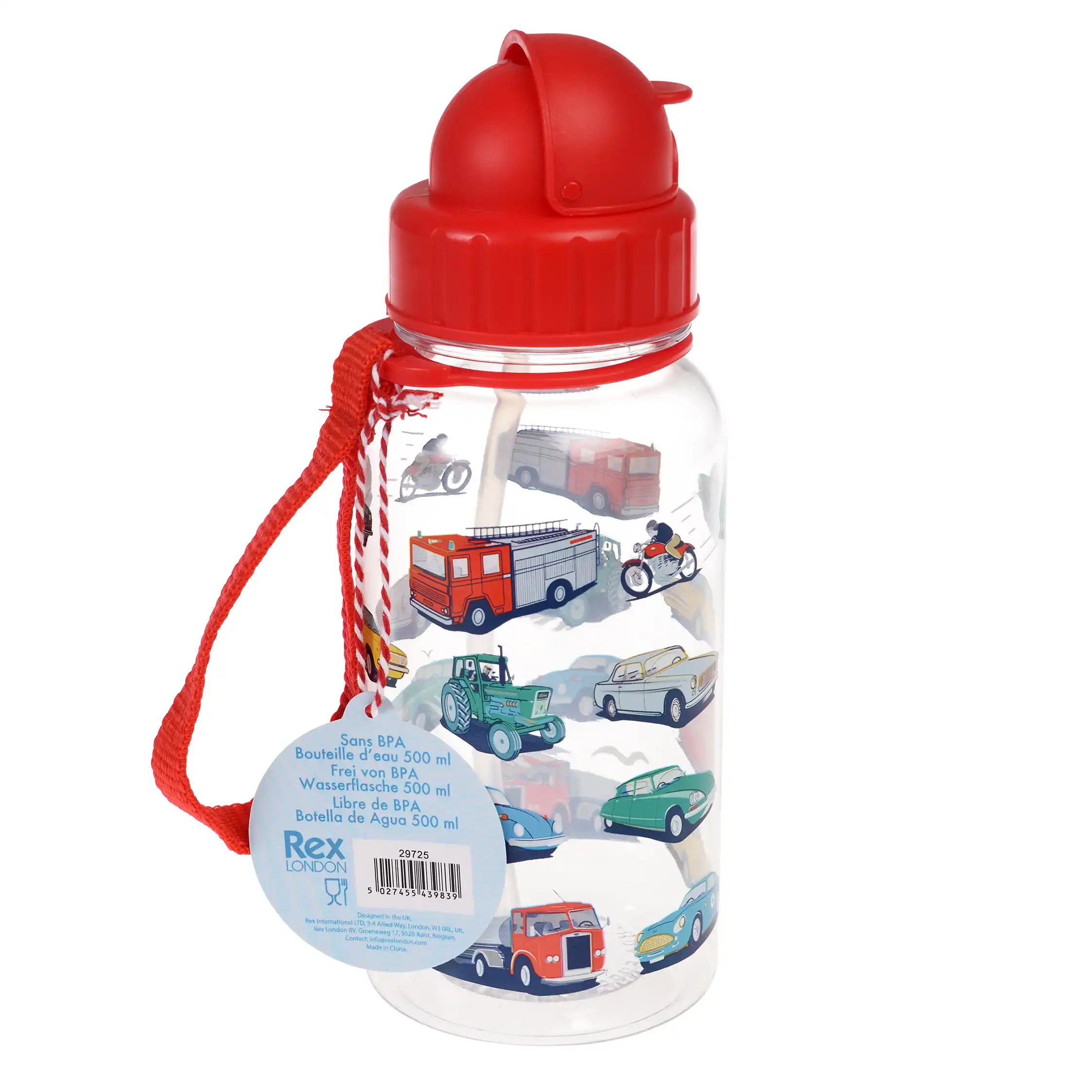 children's water bottle with straw 500ml - road trip