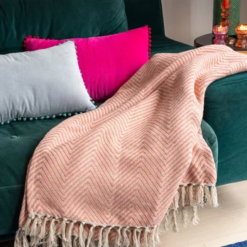 large herringbone throw (225 x 150 cm) - coral large herringbone throw (225 x 150 cm) - coral
