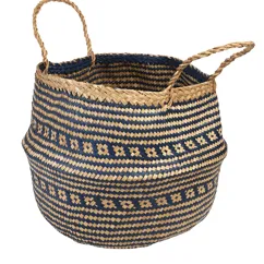 large seagrass basket - navy blue large seagrass basket - navy blue