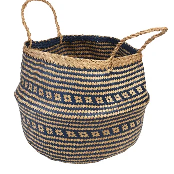 large seagrass basket - navy blue large seagrass basket - navy blue