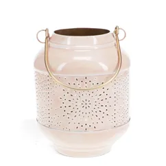 enamel tealight lantern - soft pink enamel tealight lantern - soft pink