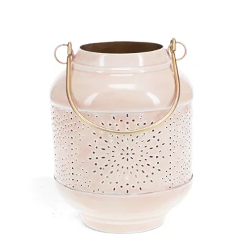 enamel tealight lantern - soft pink enamel tealight lantern - soft pink