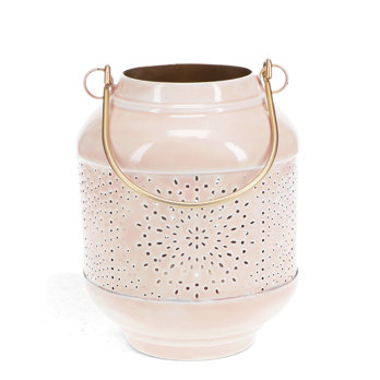 enamel tealight lantern - soft pink