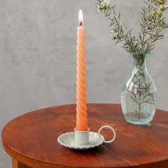 enamel chamberstick candle holder - light grey enamel chamberstick candle holder - light grey