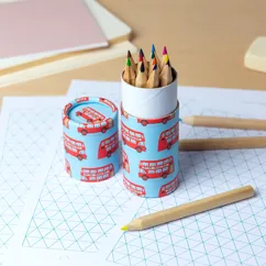 tube of colouring pencils -tfl routemaster bus tube of colouring pencils -tfl routemaster bus