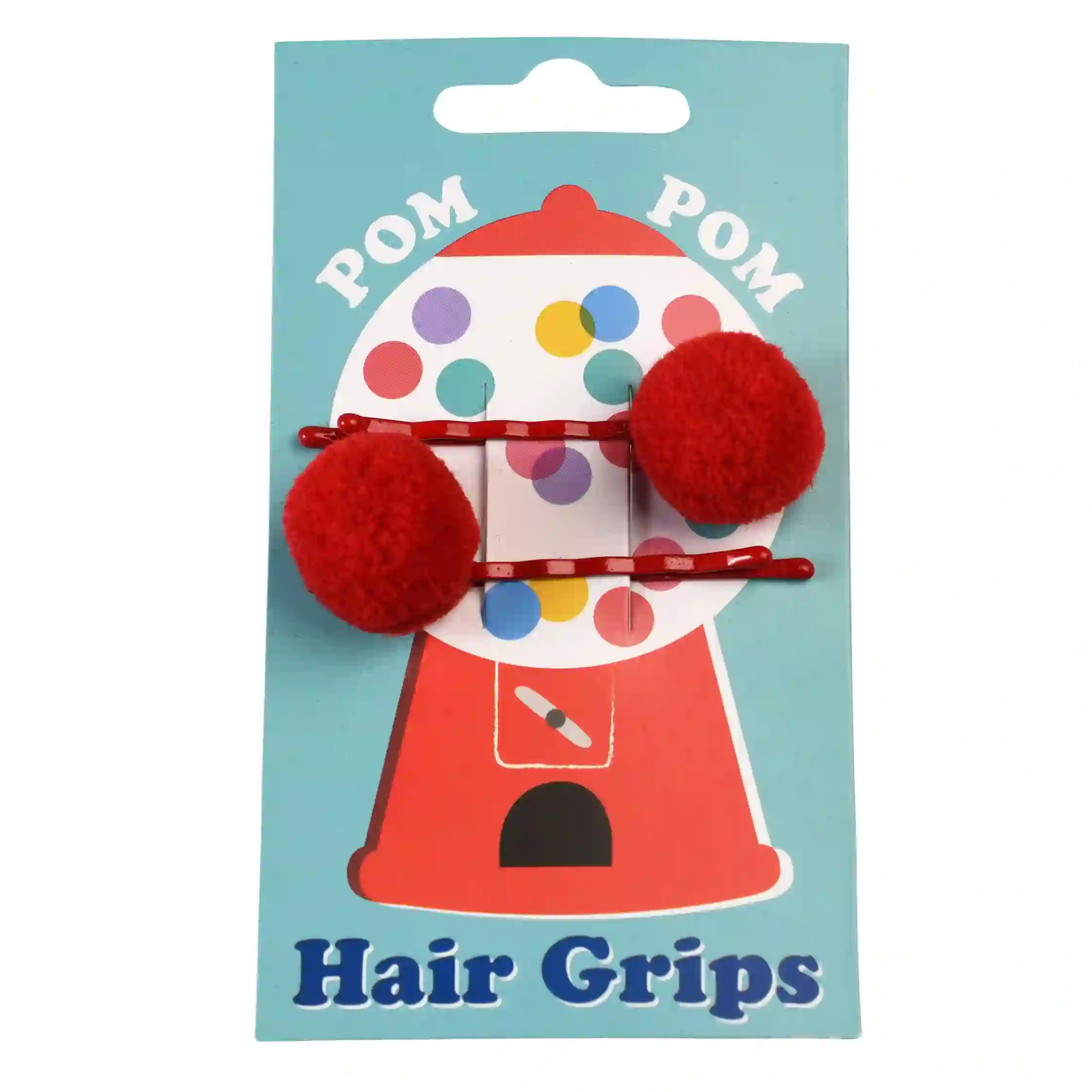 pom pom hair grips - red