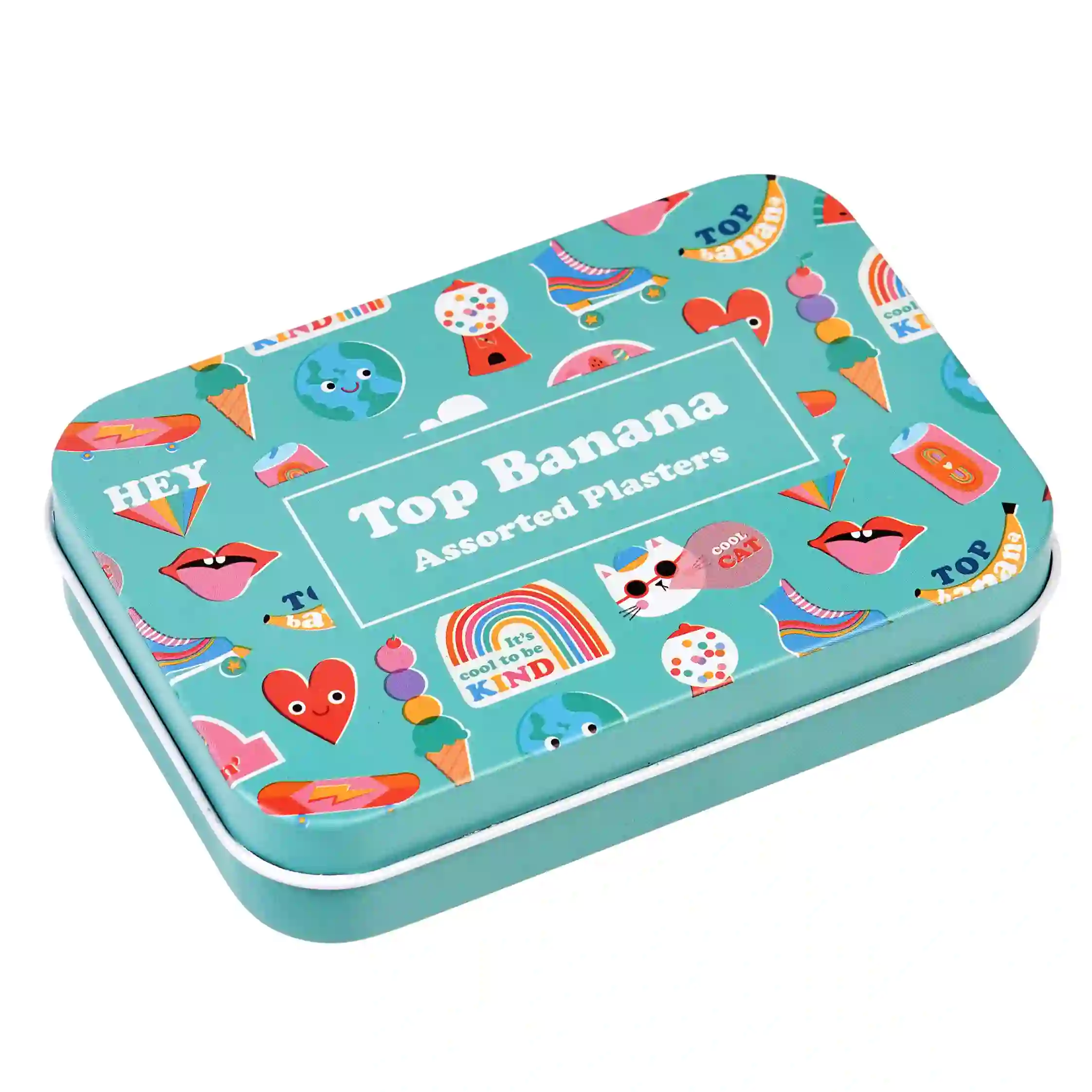 children's plasters in a tin - top banana