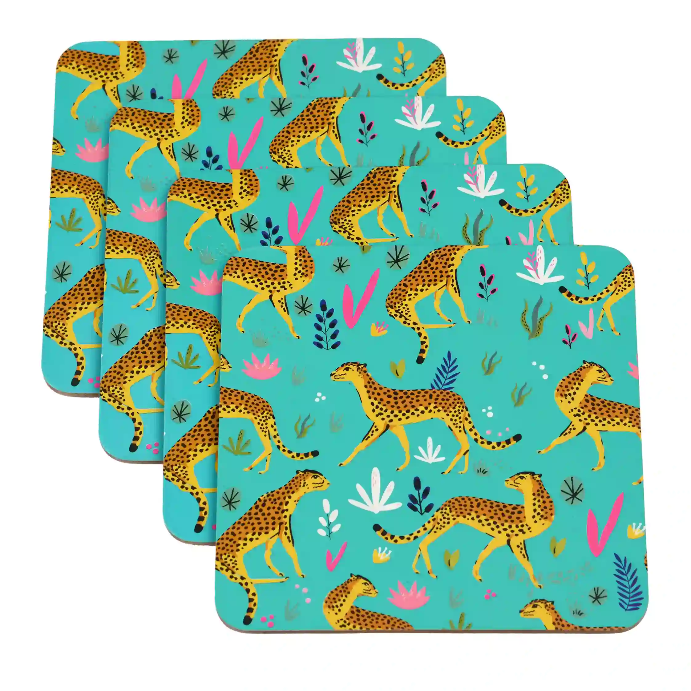 sous-verres cheetah (ensemble de 4)