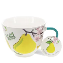 new bone china mug 550ml - pear