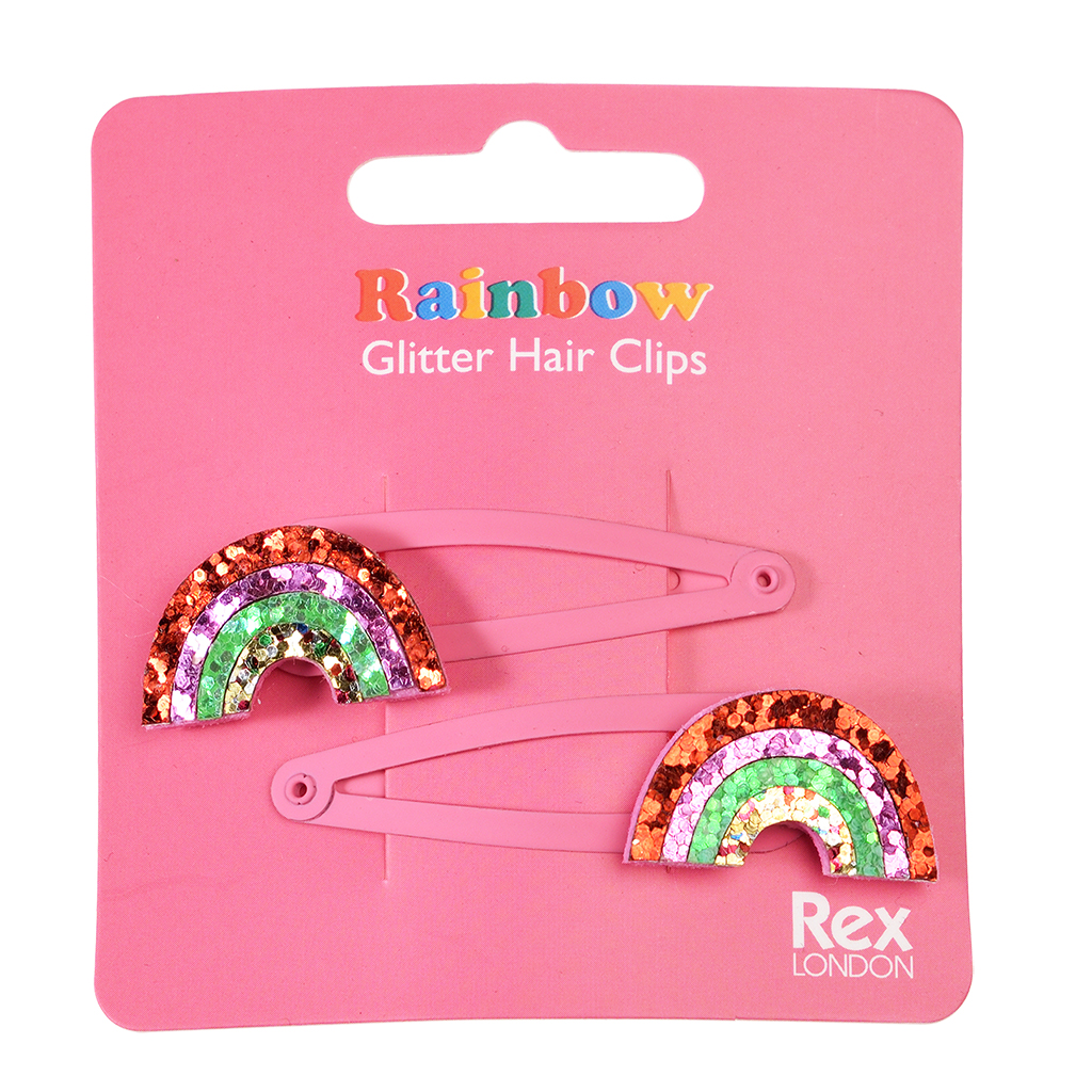 glitter hair clips (set of 2) - rainbow