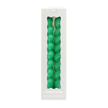 twisted candles (pack of 2) - dark green