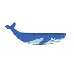 regla de madera ballena azul