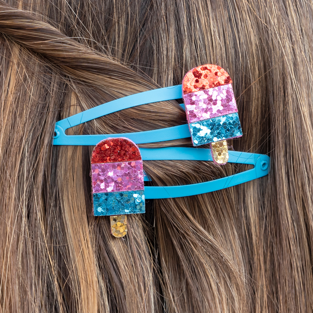 glitter hair clips (set of 2) - ice lolly