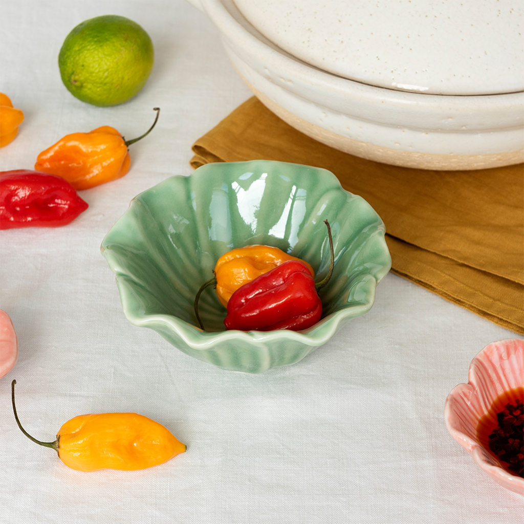 ceramic flower bowl 13cm - green