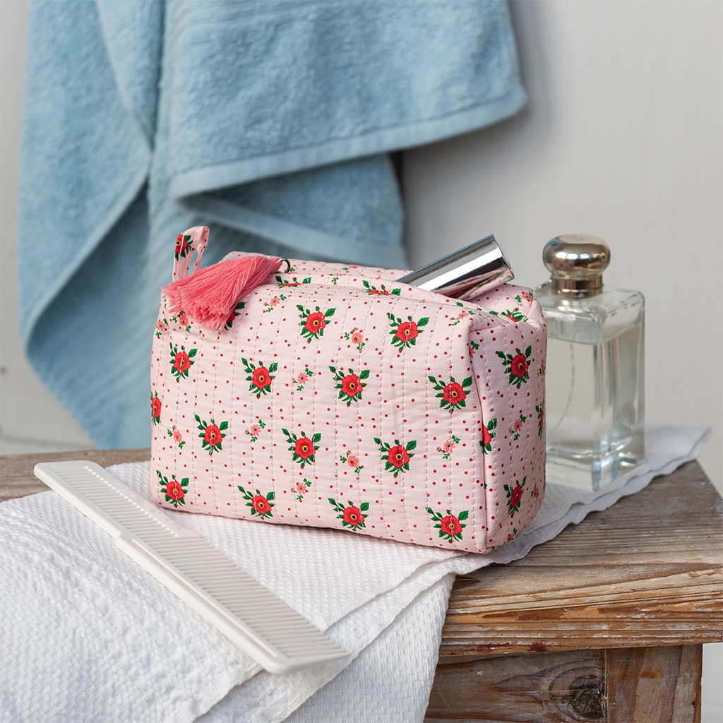 quilted makeup bag - french rose