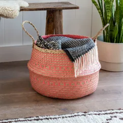 large seagrass basket - coral large seagrass basket - coral