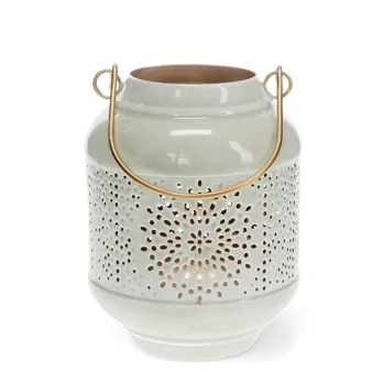 enamel tealight lantern - light grey enamel tealight lantern - light grey