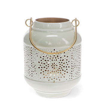 enamel tealight lantern - light grey