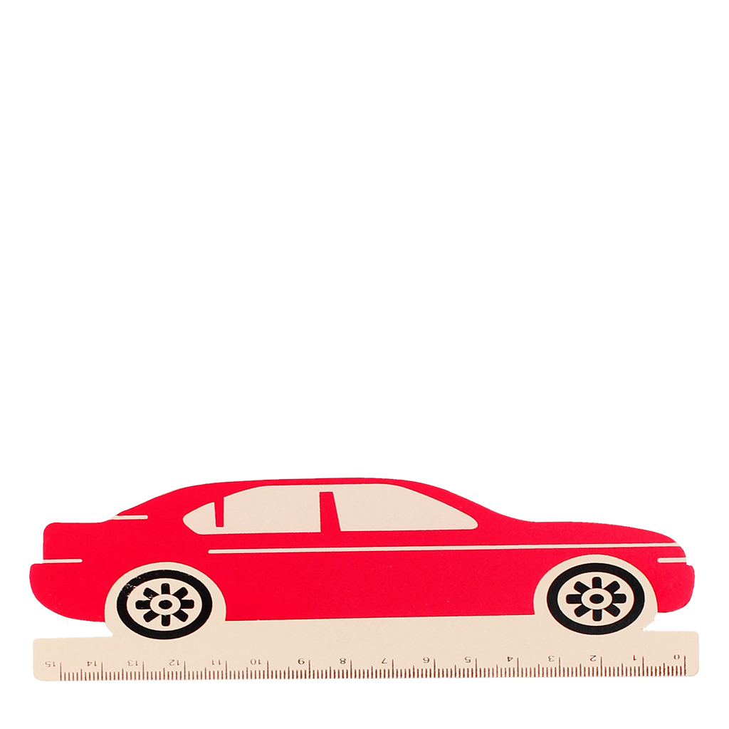wooden ruler - red car