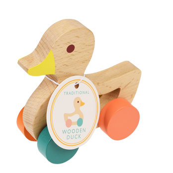 wooden push along toy - duck