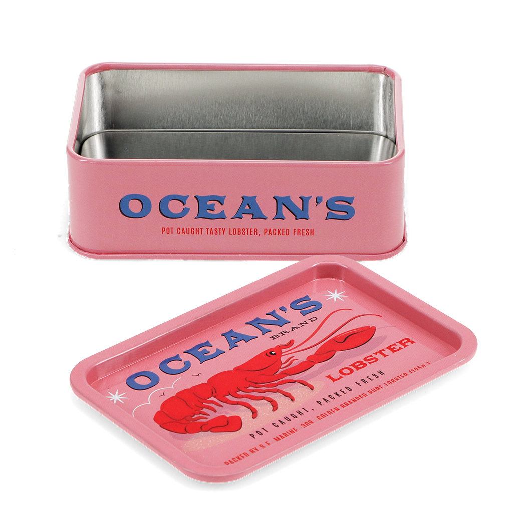 mini storage tin with lid - lobster