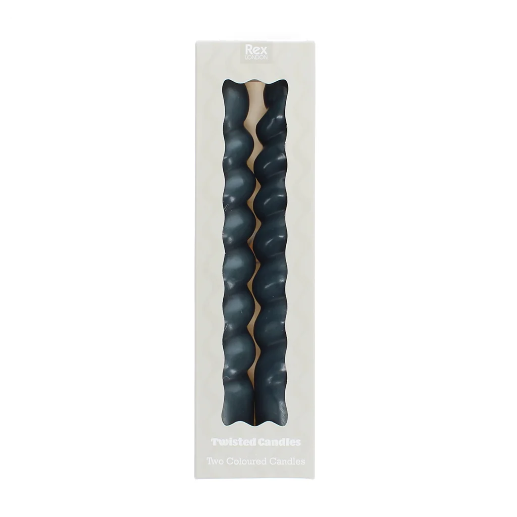 twisted candles (pack of 2) - dark grey