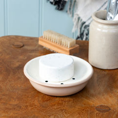 round two-part enamel soap dish - mushroom