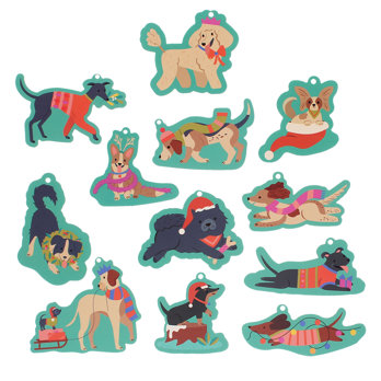 weihnachtliche geschenkanhänger aus pappe (12-er packung) - festive friends