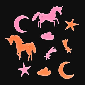 glow in the dark stick-on shapes (box of 24) - unicorns