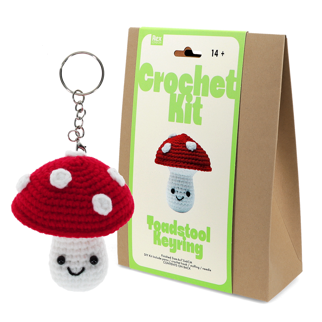 crochet keyring kit - mushroom