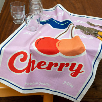 torchon en coton - cherry