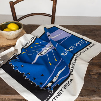 cotton tea towel - tfl vintage poster "boat race"