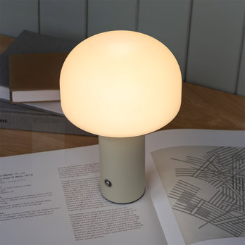 tischlampe in pilzform mit usb-ladefunktion - grau