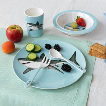 geschirr-set für kinder aus melamin (5-teilig) - sharks