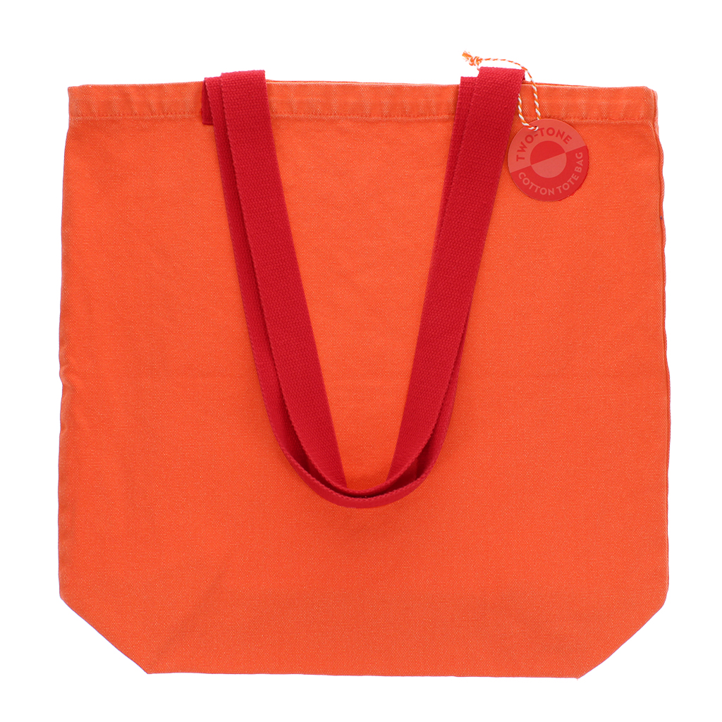 two-tone cotton tote bag - coral