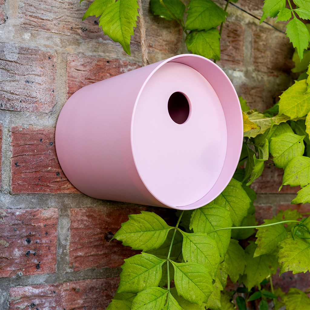 round bamboo fibre birdhouse - pink