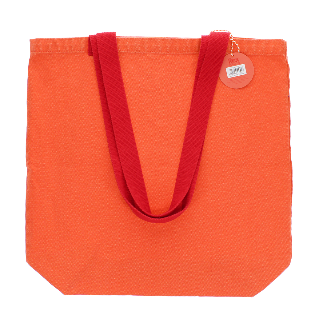 two-tone cotton tote bag - coral