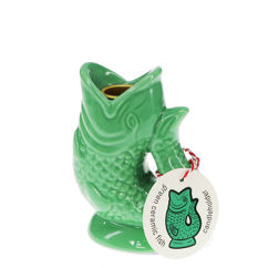 keramik-kerzenständer (12 cm) – grüner fisch