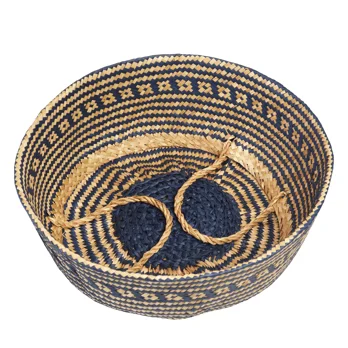 large seagrass basket - navy blue large seagrass basket - navy blue