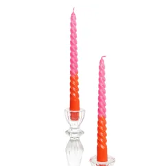 velas espirales dip dye rosa y naranja (juego de 4)